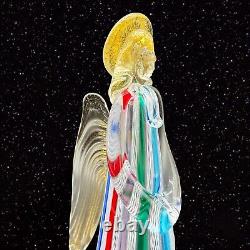 Vtg Murano Latticino Filigree Angel Figurine Cane Gold Aventurine Paperweight