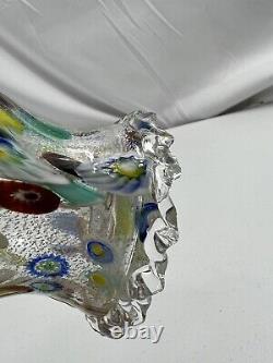Vtg Murano Millefiori Venetian Hand Blown Art Glass Decanter Stopper Repaired