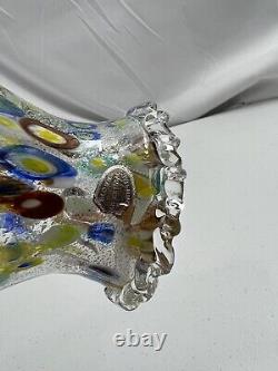 Vtg Murano Millefiori Venetian Hand Blown Art Glass Decanter Stopper Repaired