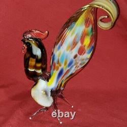 Vtg Murano Multi Colored Art Glass Figurine Statue Rooster hand-blown 12,5H