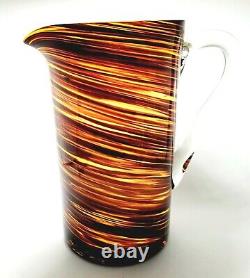 Vtg Murano Pitcher Hand Blown Art Glass 10 Bar Ware Ewer MCM Brown Gold EUC