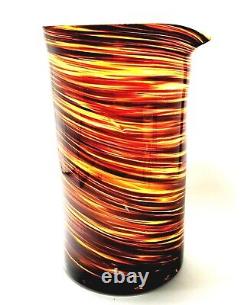 Vtg Murano Pitcher Hand Blown Art Glass 10 Bar Ware Ewer MCM Brown Gold EUC