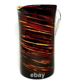 Vtg Murano Pitcher Hand Blown Art Glass 10 Bar Ware Ewer MCM Brown Gold EUC