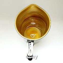Vtg Murano Pitcher Hand Blown Art Glass 10 Bar Ware Ewer MCM Brown Gold EUC