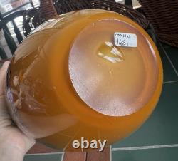 Vtg Murano Style Amber Millefiori Art Glass Vase Aventurine Hand Blown Heavy