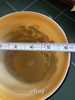 Vtg Murano Style Amber Millefiori Art Glass Vase Aventurine Hand Blown Heavy