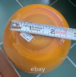 Vtg Murano Style Amber Millefiori Art Glass Vase Aventurine Hand Blown Heavy