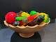 Vtg Murano Style Hand Blown Art Glass Fruit & Vegetables Lot Of 18 + Wood Bowl