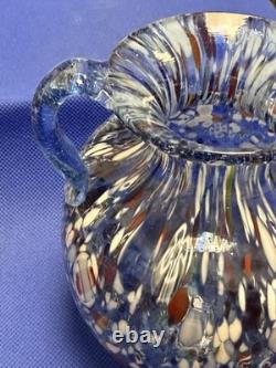 Vtg Murano Style Hand Blown Multicolor Millefiori Art Glass Vase Made In Italy