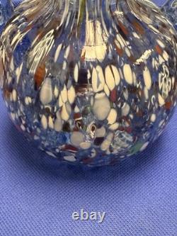 Vtg Murano Style Hand Blown Multicolor Millefiori Art Glass Vase Made In Italy