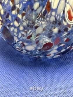 Vtg Murano Style Hand Blown Multicolor Millefiori Art Glass Vase Made In Italy