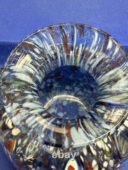 Vtg Murano Style Hand Blown Multicolor Millefiori Art Glass Vase Made In Italy