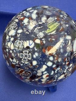 Vtg Murano Style Hand Blown Multicolor Millefiori Art Glass Vase Made In Italy
