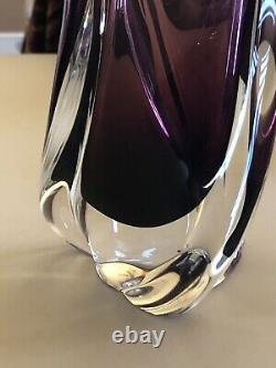 Vtg Seguso Style Purple Sommerso Murano Hand Blown Glass Vase 9,5