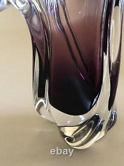 Vtg Seguso Style Purple Sommerso Murano Hand Blown Glass Vase 9,5