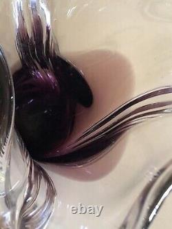 Vtg Seguso Style Purple Sommerso Murano Hand Blown Glass Vase 9,5