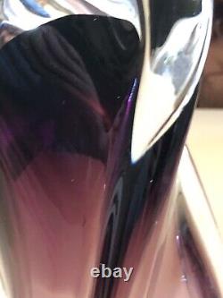 Vtg Seguso Style Purple Sommerso Murano Hand Blown Glass Vase 9,5