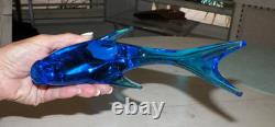 Vtg V. Nason & C Murano Italy Hand Blown Blue Glass Dolphin 6 1/2