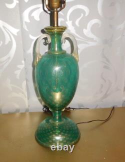 Vtg Venetian Aqua Green Murano Art Glass Lamp Italy Mid-century Italian