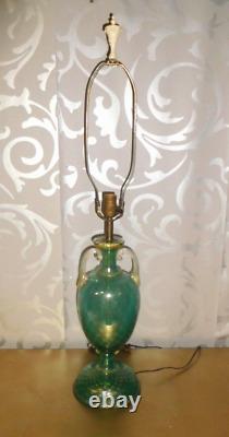 Vtg Venetian Aqua Green Murano Art Glass Lamp Italy Mid-century Italian