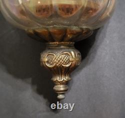 Vtg Venetian Murano Style Hand Blown Iridescent Glass Bubble Porch Light Pendant