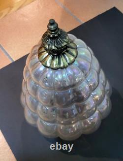 Vtg Venetian Murano Style Hand Blown Iridescent Glass Bubble Porch Light Pendant