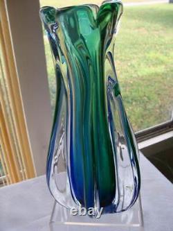 WOW 10 MURANO Art Glass Vase OBALL Label Designed by Luigi Onesto Hand Blown