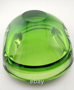 Wonderful Green 6 Pinched Glass Art Ashtray Dish Hand Blown Murano Sommerso MCM