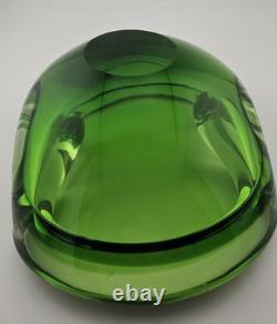 Wonderful Green 6 Pinched Glass Art Ashtray Dish Hand Blown Murano Sommerso MCM