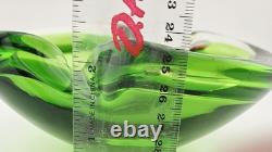 Wonderful Green 6 Pinched Glass Art Ashtray Dish Hand Blown Murano Sommerso MCM