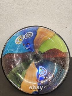 X-Large 18 HAND BLOWN ART GLASS BOWL MILLEFIORI Murano MULTI COLORED