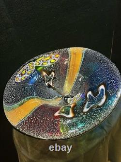 X-Large 18 HAND BLOWN ART GLASS BOWL MILLEFIORI Murano MULTI COLORED