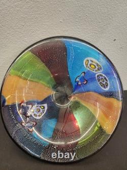 X-Large 18 HAND BLOWN ART GLASS BOWL MILLEFIORI Murano MULTI COLORED