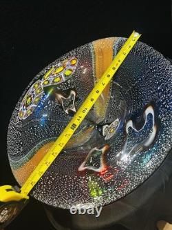X-Large 18 HAND BLOWN ART GLASS BOWL MILLEFIORI Murano MULTI COLORED