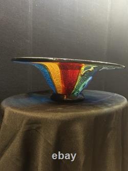 X-Large 18 HAND BLOWN ART GLASS BOWL MILLEFIORI Murano MULTI COLORED
