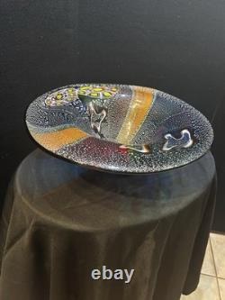 X-Large 18 HAND BLOWN ART GLASS BOWL MILLEFIORI Murano MULTI COLORED
