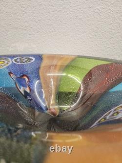 X-Large 18 HAND BLOWN ART GLASS BOWL MILLEFIORI Murano MULTI COLORED