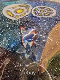 X-Large 18 HAND BLOWN ART GLASS BOWL MILLEFIORI Murano MULTI COLORED