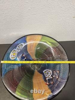 X-Large 18 HAND BLOWN ART GLASS BOWL MILLEFIORI Murano MULTI COLORED