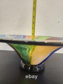 X-Large 18 HAND BLOWN ART GLASS BOWL MILLEFIORI Murano MULTI COLORED