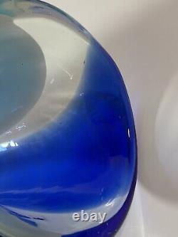 XL 26 HAND BLOWN MURANO Teardrop Glass FLOOR VASE Blue & MILLEFIORI Speckled