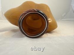 XL Hand Blown Murano Art Glass Female Torso Vase 17 Amber / Caramel Dark Swirls