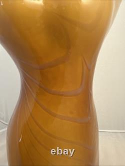 XL Hand Blown Murano Art Glass Female Torso Vase 17 Amber / Caramel Dark Swirls