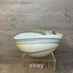 Yalos Casa Murano Foss Bowl Iridescent Hand Blown Art Glass Handcrafted Italy
