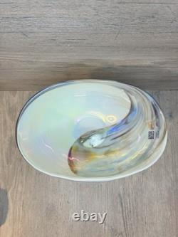 Yalos Casa Murano Foss Bowl Iridescent Hand Blown Art Glass Handcrafted Italy