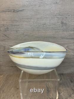 Yalos Casa Murano Foss Bowl Iridescent Hand Blown Art Glass Handcrafted Italy