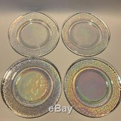 Yalos Casa Murano Glass Plates Opalescent Translucent Set of Four Salad 7 3/4