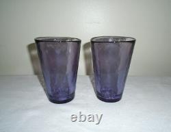 Yalos Casa Murano Purple Tumbler Glasses (2) Hand Blown Italian Art Glass 12 oz