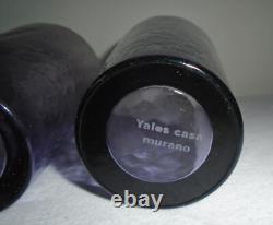 Yalos Casa Murano Purple Tumbler Glasses (2) Hand Blown Italian Art Glass 12 oz