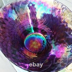 Yalos Murano Venetian Glass Bowl (15) and Plate (20) Hand Blown Purple Large